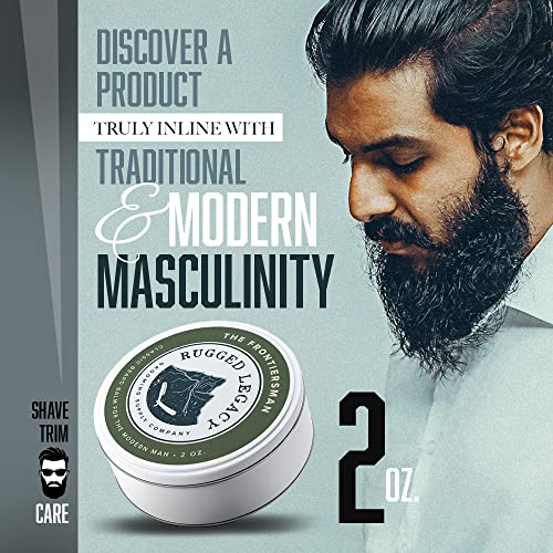 Rugged Legacy - Beard Balm, The Frontiersman 2oz Beard Balm for Men, Woodsy Scented Beard Balm with Notes of Molasses, Beard Balm Made with Natural Oils that Enrich Your Entire Beard - Roots To End