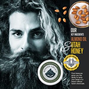 Rugged Legacy - Beard Balm, The Frontiersman 2oz Beard Balm for Men, Woodsy Scented Beard Balm with Notes of Molasses, Beard Balm Made with Natural Oils that Enrich Your Entire Beard - Roots To End