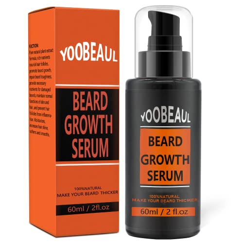 Beard Growth Oil, Beard Growth Serum, 60ML Naturally Powerful, Full, Thick, Masculine Facial Hair Treatment for Men, Beard Oil for Men Growth, Grow A Thicker Beard Fast, Beard Oil for Beard Growth