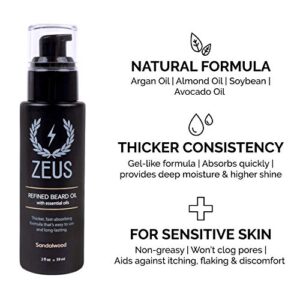 ZEUS Deluxe Beard Wash & Care Set – With Beard Wash, Refined Beard Oil & Palm Beard Brush (Sandalwood)