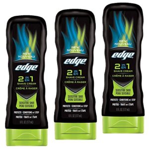edge 2-in-1 sensitive skin shave cream for men, 6 ounce , 3 count (pack of 1)