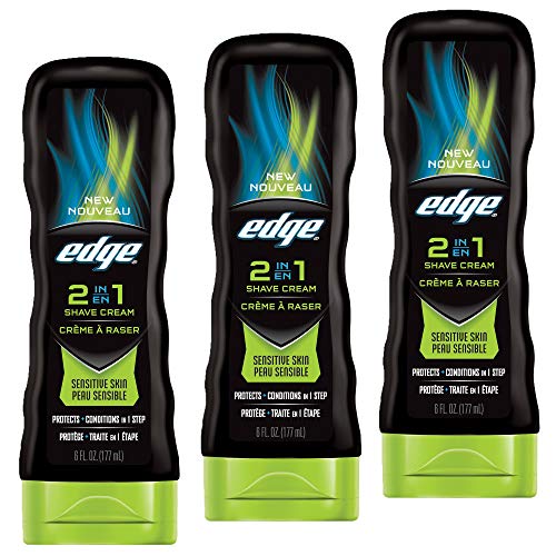 Edge 2-in-1 Sensitive Skin Shave Cream for Men, 6 Ounce , 3 Count (Pack of 1)