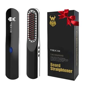 beard straightener, beard straightening comb with cordless/mini sized/auto shut off for traveling, home, dating