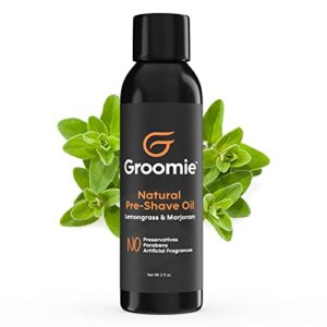 groomie natural pre-shave oil for bald headed men and women | specially formulated plant based recipe with milk thistle seed, essential oils, antioxidants, and vitamin e | promotes close shave