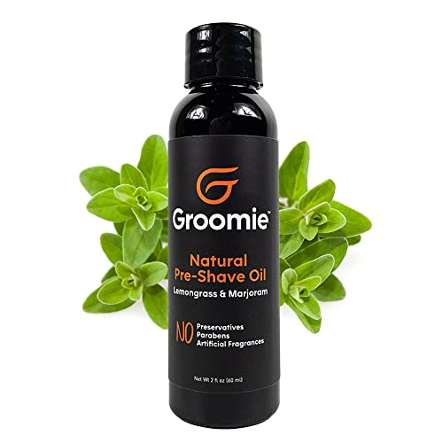 GROOMIE Natural Pre-Shave Oil for Bald Headed Men and Women | Specially Formulated Plant Based Recipe with Milk Thistle Seed, Essential Oils, Antioxidants, and Vitamin E | Promotes Close Shave