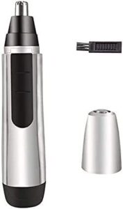 qinersaw nose trimmer, ear hair trimmer for men, portable painless electric nose hair remover, mens nose hair trimmer, waterproof, battery operated (silver)