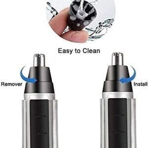 QINERSAW Nose Trimmer, Ear Hair Trimmer for Men, Portable Painless Electric Nose Hair Remover, Mens Nose Hair Trimmer, Waterproof, Battery Operated (Silver)
