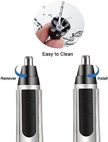 QINERSAW Nose Trimmer, Ear Hair Trimmer for Men, Portable Painless Electric Nose Hair Remover, Mens Nose Hair Trimmer, Waterproof, Battery Operated (Silver)