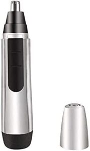 qinersaw portable nose ear trimmer, painless hair remover shaver for face, electric razor for women and men, battery-operated (silver)