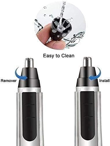 QINERSAW Portable Nose Ear Trimmer, Painless Hair Remover Shaver for Face, Electric Razor for Women and Men, Battery-Operated (Silver)