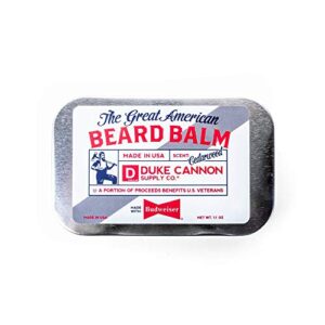 duke cannon supply co. great american beard balm, net wt. 1.1oz – made with budweiser (cedarwood scent) / paraben-free, dye-free