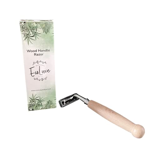 EcoLuxe Bamboo Razor I Reusable Wooden Handle Razor | Replaceable Double Blades | Manual Razor For Women & Men with Strong Stainless Steel Frame I Plastic Free Plastic free