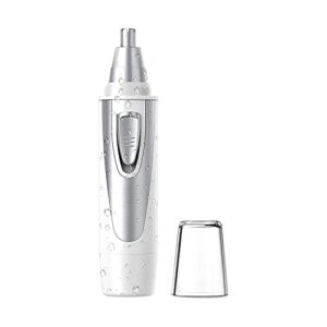 elores ear and nose hair trimmer clipper – 2020 professional painless eyebrow and facial hair trimmer for men and women, battery-operated, ipx7 waterproof dual edge blades for easy cleansing