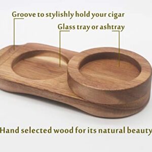 Valentine's Day Gifts for Him, Rustic Wooden Cigar Ashtray, Whiskey Glass Tray With Cigar Holder, Slot to Hold Cigar, Gifts for Men Dad, Christmas Stocking Stuffers, Birthday Gift Ideas for Him