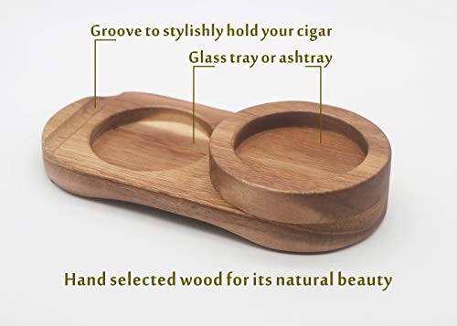 Valentine's Day Gifts for Him, Rustic Wooden Cigar Ashtray, Whiskey Glass Tray With Cigar Holder, Slot to Hold Cigar, Gifts for Men Dad, Christmas Stocking Stuffers, Birthday Gift Ideas for Him