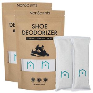 nonscents shoe deodorizer (4-pack) – odor eliminator, freshener for sneakers, gym bags, and lockers