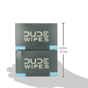 DUDE Wipes On-The-Go Flushable Wet Wipes - 2 Pack, 60 Wipes - Unscented Extra-Large Individually Wrapped Wipes with Vitamin E & Aloe - Septic and Sewer Safe