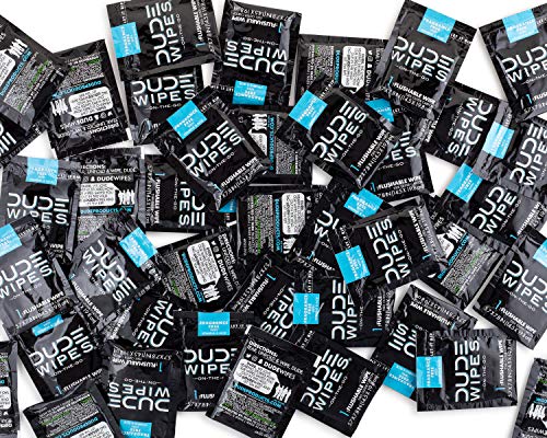 DUDE Wipes On-The-Go Flushable Wet Wipes - 2 Pack, 60 Wipes - Unscented Extra-Large Individually Wrapped Wipes with Vitamin E & Aloe - Septic and Sewer Safe