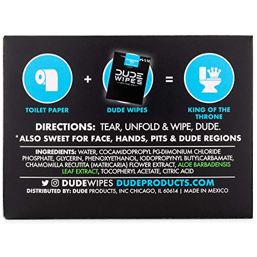 DUDE Wipes On-The-Go Flushable Wet Wipes - 2 Pack, 60 Wipes - Unscented Extra-Large Individually Wrapped Wipes with Vitamin E & Aloe - Septic and Sewer Safe