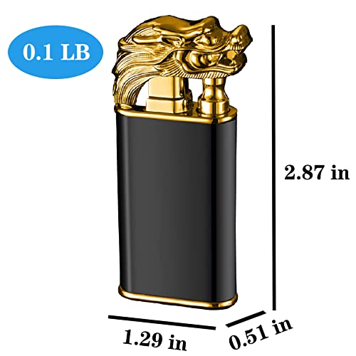 2023 New Dragon Lighter, Unique Torch Lighter Switchable Soft / Jet Flame, Butane Refillable Cool Lighter Creative Gift for Men(Without Fuel) (Black Dragon)