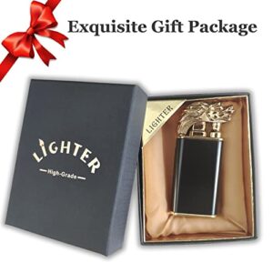 2023 New Dragon Lighter, Unique Torch Lighter Switchable Soft / Jet Flame, Butane Refillable Cool Lighter Creative Gift for Men(Without Fuel) (Black Dragon)