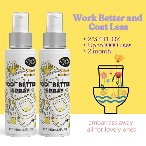 Clean-n-Fresh Toilet Spray, 7 Fl.oz Poo Spray | Up to 800+ Uses, 100% Natural Plant Essential Oil Citrus Scent, Bathroom Deodorizer…