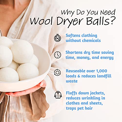 Wool Dryer Balls - Smart Sheep 3-Pack - XL Premium Natural Fabric Softener Award-Winning - Wool Balls Replaces Dryer Sheets - Wool Balls for Dryer - Laundry Balls for Dryer