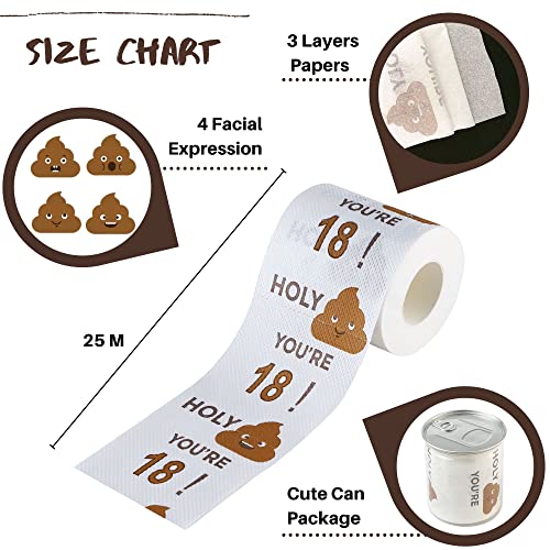 Happy 18th Birthday Gifts for Boys Son and Girls - 3-Ply Funny Toilet Paper Roll, 18th Birthday Toilet Paper Gag Funny Birthday Gift Novelty for 18 Birthday Party Decorations Eighteenth Party Supplies