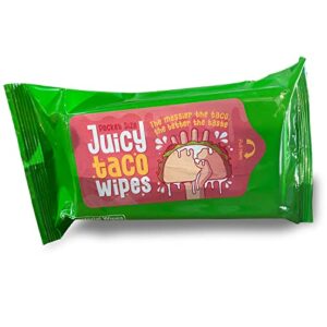 juicy taco wipes – funny taco gifts for adults – novelty travel hand wipes – pocket moist towelettes for taco lovers gifts – resealable 15 count pack