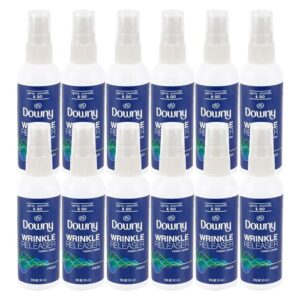 downy wrinkle release spray plus, static remover, odor eliminator, steamer for clothes accessory, fabric refresher and ironing aid, light fresh scent, 3 fl oz (pack of 12)