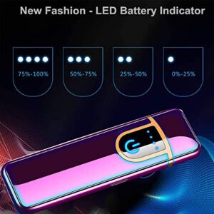 Electronic Lighter, Rainbow Ice Design USB Rechargeable Lighter Touch Ignition Cycle Charging Lighter,Windproof Plasma Lighter for Men, LED Battery Indicator Flameless Lighter Boyfriends Father Gifts