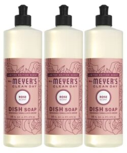 mrs. meyer’s liquid dish soap, biodegradable formula, limited edition rose, 16 fl. oz – pack of 3