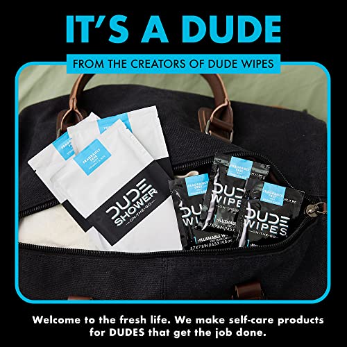 DUDE Wipes On-The-Go Shower Wipes - 1 Pack, 8 Wipes - Unscented Extra-Large Wipes with Vitamin E & Aloe - Full Body Shower Replacement Wipes