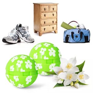 Sneaker Deodorizer Balls, Fresh Jasmine Shoe Deodorizer Balls, Odor Deodorizer Balls for Shoes, Gym Bags, Drawers and Locker, Easy Twist Lock/Open Mechanism, 6 Pack