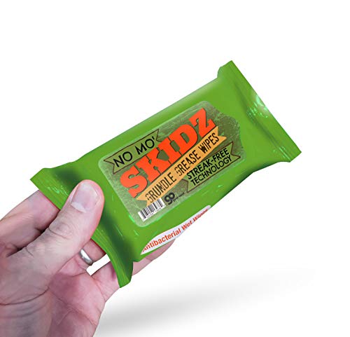 No Mo’ Skidz Grundle Grease Wipes - Funny Moist Towelettes - Weird Gag Gifts for Men, Pocket-Sized