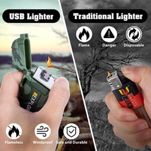 LcFun Waterproof Lighter Outdoor Windproof Lighter Dual Arc Lighter Electric Lighters USB Rechargeable-Flameless-Plasma Cool Lighters for Camping,Hiking,Adventure,Survival Tactical Gear