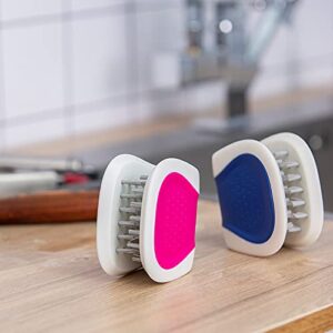 YYRBLNG 2Pcs Blade Brush and Cutlery Cleaner Brush Bristle Scrub for Kitchen Washing (Blue and Red)