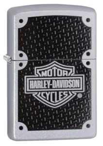 zippo harley-davidson carbon fiber satin chrome pocket lighter