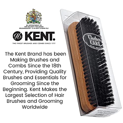 Kent CC2 Finest 100% Handcrafted Black Boar Bristle Cherrywood Clothes Brush and Travel Size Lint Remover for Cashmere, Wool, and Silk - Sweater Fuzz Remover, Suede Brush, and Lint Brush for Pet Hair