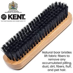 Kent CC2 Finest 100% Handcrafted Black Boar Bristle Cherrywood Clothes Brush and Travel Size Lint Remover for Cashmere, Wool, and Silk - Sweater Fuzz Remover, Suede Brush, and Lint Brush for Pet Hair