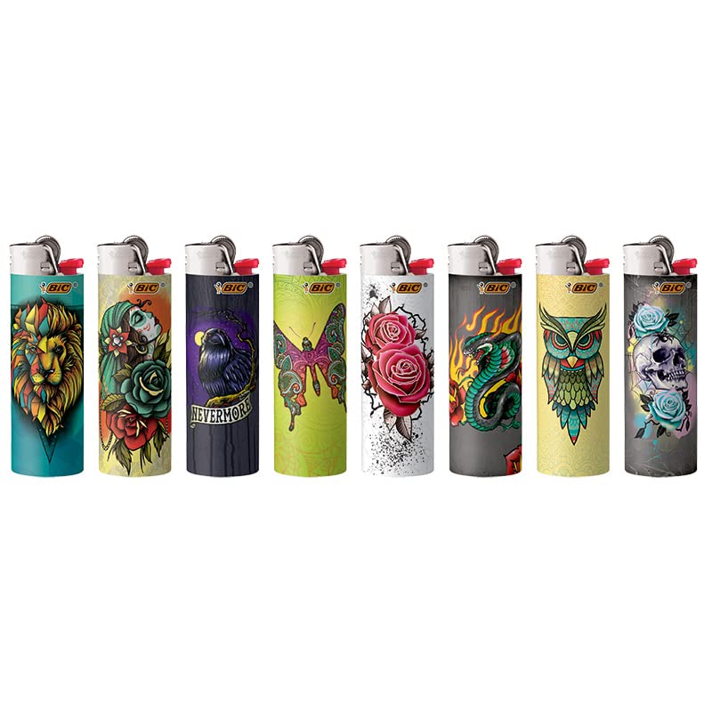 BIC Special Edition Tattoos Series Lighters, Set of 8 Lighters