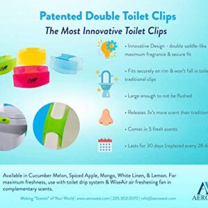 AeroWest Double Toilet Bowl Clip Air Freshener Variety Pack of 3 (Cucumber Melon, Spiced Apple, White Linen)