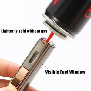 Futlidys Butane Lighter, Cutter and Lighter Gift Set, Triple Jet Flame Windproof Lighter with Punch, Refillable Lighter with Visible Gas Window, Gifts for Men, Grey(Sold Without Gas)