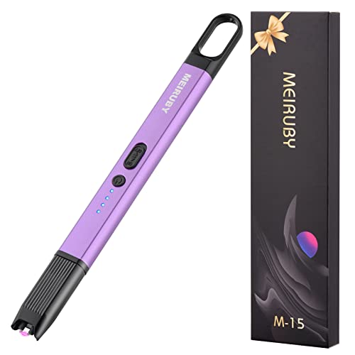 MEIRUBY Lighter Candle Lighter Rechargeable Electric Lighter USB Lighter Arc Lighters for Candle Camping BBQ Purple