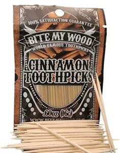 bitemywood cinnamon toothpicks for adults long lasting super hot and spicy cinnamon flavored toothpicks perfect for someone trying to quit smoking lip tingling cinnamon flavor (100 picks)