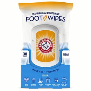 arm and hammer foot wipes, cleansing & refreshing quick-dry wipes, odor remover textured foot wipes, smelly feet to fresh feet foot wipe, feet wipes dry skin, 1 pouch (30 wipes)