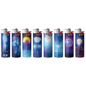 BIC Pocket Lighter, Special Edition Retro Wave Collection, Assorted Unique Lighter Designs, 8 Count Tray of Lighters