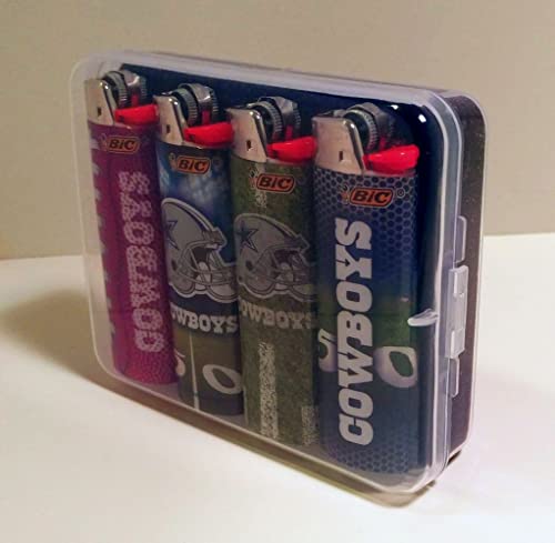 Team Lighters - Cowboys - Set of 4 Special Edition Lighters - Includes Display Case / Protective Holder - Set #2 of 2 - Football, Dallas