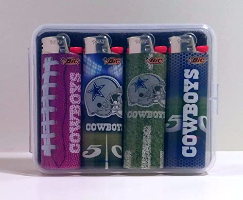 Team Lighters - Cowboys - Set of 4 Special Edition Lighters - Includes Display Case / Protective Holder - Set #2 of 2 - Football, Dallas