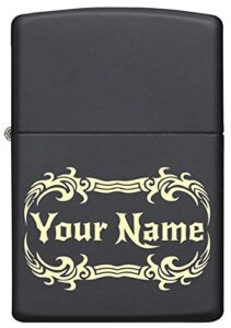 custom zippo lighter personalized laser engraved ‘your name’ tribal tattoo border lighter gift for man or woman